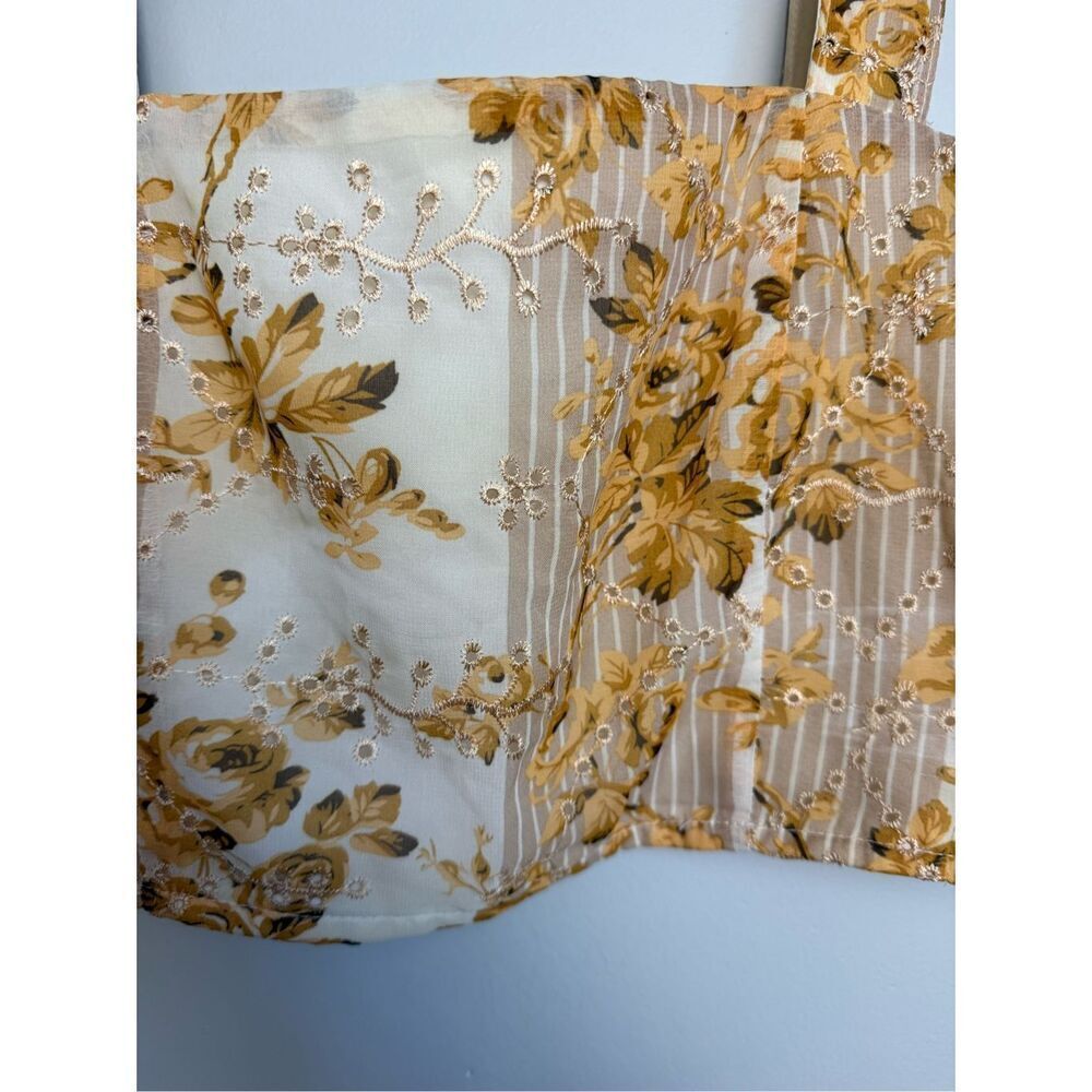 12th Tribe Versailles yellow floral cropped tank Medium - Picture 4 of 8